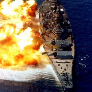 Nothing better then all 9 16 inch guns firing at the same time.  

USS Iowa