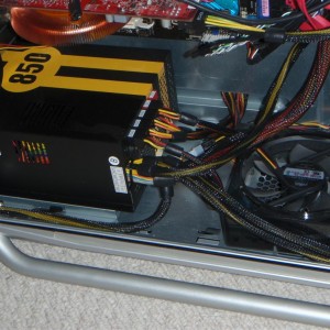 Here's my 850W Antec PSU and the rat's nest attached to it. I really wish it was 100% modular...but oh well.